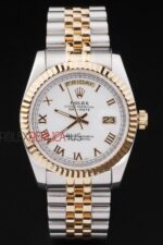 Rolex replica daydate acciaio oro white roman jubilèè orologio replica copia imitazione 4us456 - immagine 4