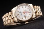 Rolex replica daydate oro argentèè brillantini orologio replica copia imitazione 4us457 - immagine 3