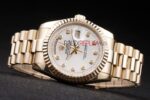 Rolex replica daydate oro argentèè brillantini orologio replica copia imitazione 4us457 - immagine 4