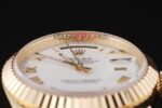 Rolex replica daydate oro giallo white roman orologio replica copia imitazione 4us458 - immagine 7