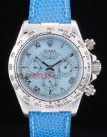 Rolex replica daytona beach celeste strip leather orologio replica copia imitazione 4us460