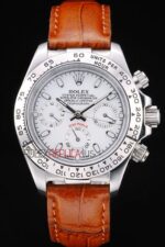 Rolex replica daytona vip pelle acciaio cinturino cuoio orologio replica copia imitazione 4us461 - immagine 3