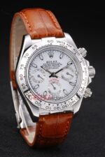 Rolex replica daytona vip pelle acciaio cinturino cuoio orologio replica copia imitazione 4us461 - immagine 4