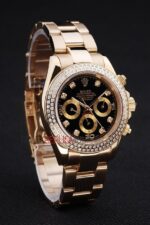 Rolex replica daytona oro giallo full brillantini black dial orologio replica copia imitazione 4us468 - immagine 4
