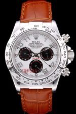 Rolex replica daytona vip pelle acciaio dial panda cinturino cuoio orologio replica copia imitazione 4us471 - immagine 3