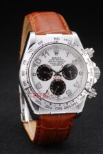 Rolex replica daytona vip pelle acciaio dial panda cinturino cuoio orologio replica copia imitazione 4us471 - immagine 4