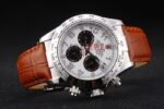 Rolex replica daytona vip pelle acciaio dial panda cinturino cuoio orologio replica copia imitazione 4us471 - immagine 5