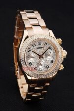 Rolex replica daytona rose gold SARU full brillantini orologio replica copia imitazione 4us474 - immagine 3