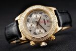 Rolex replica daytona oro giallo SARU full brillantini strip leather orologio replica copia imitazione 4us475 - immagine 5