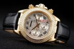 Rolex replica daytona oro giallo SARU full brillantini strip leather orologio replica copia imitazione 4us475 - immagine 6