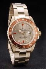 Rolex replica GMT master II oro occhio di tigre argentèè dial orologio replica copia imitazione 4us493 - immagine 4
