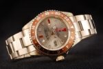 Rolex replica GMT master II oro occhio di tigre argentèè dial orologio replica copia imitazione 4us493 - immagine 5
