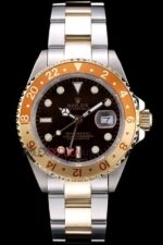 Rolex replica GMT master II acciaio oro occhio di tigre black dial orologio replica copia imitazione 4us494 - immagine 3
