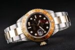 Rolex replica GMT master II acciaio oro occhio di tigre black dial orologio replica copia imitazione 4us494 - immagine 5