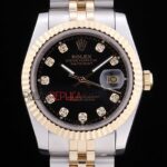 Rolex replica datejust acciaio oro black brillantini jubilèè orologio replica copia imitazione 4us479