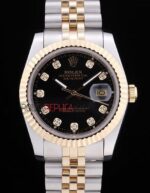 Rolex replica datejust acciaio oro black brillantini jubilèè orologio replica copia imitazione 4us479