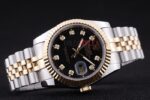 Rolex replica datejust acciaio oro black brillantini jubilèè orologio replica copia imitazione 4us479 - immagine 5