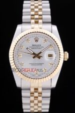 Rolex replica datejust acciaio oro argentèè brillantini jubilèè orologio replica copia imitazione 4us480 - immagine 4