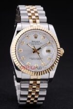 Rolex replica datejust acciaio oro argentèè brillantini jubilèè orologio replica copia imitazione 4us480 - immagine 3