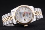 Rolex replica datejust acciaio oro argentèè brillantini jubilèè orologio replica copia imitazione 4us480 - immagine 5