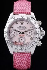 Rolex replica daytona beach pink strip leather orologio replica copia imitazione 4us476 - immagine 3