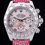Rolex replica daytona beach pink strip leather orologio replica copia imitazione 4us476