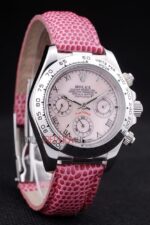Rolex replica daytona beach pink strip leather orologio replica copia imitazione 4us476 - immagine 4