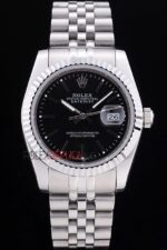 Rolex replica datejust acciaio black barrette jubilèè orologio replica copia imitazione 4us481 - immagine 4