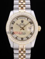 Rolex replica daydate acciaio oro full brillantini SARU orologio replica copia imitazione 4us484