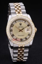 Rolex replica daydate acciaio oro full brillantini SARU orologio replica copia imitazione 4us484 - immagine 4