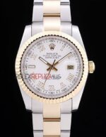 Rolex replica datejust acciaio oro white roman oyster orologio replica copia imitazione 4us485