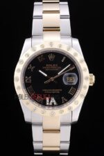 Rolex replica datejust acciaio oro brillantini bezel oyster orologio replica copia imitazione 4us486 - immagine 4