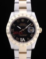 Rolex replica datejust acciaio oro brillantini bezel oyster orologio replica copia imitazione 4us486