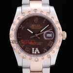 Rolex replica datejust acciaio oro brown brillantini bezel oyster orologio replica copia imitazione 4us487