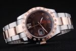Rolex replica datejust acciaio oro brown brillantini bezel oyster orologio replica copia imitazione 4us487 - immagine 5