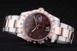Rolex replica datejust acciaio oro brown brillantini bezel oyster orologio replica copia imitazione 4us487 - immagine 6