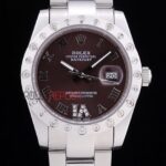 Rolex replica datejust acciaio brown brillantini bezel oyster orologio replica copia imitazione 4us488