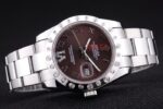 Rolex replica datejust acciaio brown brillantini bezel oyster orologio replica copia imitazione 4us488 - immagine 5