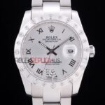 Rolex replica datejust acciaio white brillantini bezel oyster orologio replica copia imitazione 4us489