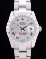Rolex replica datejust acciaio white brillantini bezel oyster orologio replica copia imitazione 4us489