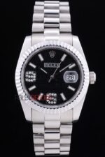 Rolex replica datejust acciaio centenario black 369 orologio replica copia imitazione 4us490 - immagine 4
