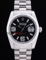 Rolex replica datejust acciaio centenario black 369 orologio replica copia imitazione 4us490