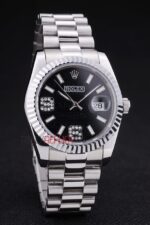 Rolex replica datejust acciaio centenario black 369 orologio replica copia imitazione 4us490 - immagine 3