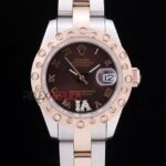 Rolex replica datejust acciaio oro lady brown brillantini bezel oyster orologio replica copia imitazione 4us491