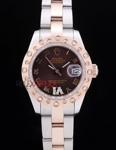 virtuemart_product_7597rolex-replica-orologi-copia-imitazione-rolex-omega Rolex replica datejust acciaio oro lady brown brillantini bezel oyster orologio replica copia imitazione 4us491 - immagine 1