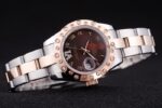 Rolex replica datejust acciaio oro lady brown brillantini bezel oyster orologio replica copia imitazione 4us491 - immagine 5