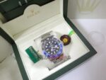 Rolex replica GMT master II nero blu ceramichon new basilea orologio replica copia imitazione 4us273 - immagine 3