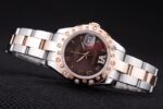 Rolex replica datejust acciaio oro lady brown brillantini bezel oyster orologio replica copia imitazione 4us491 - immagine 6