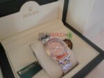 Rolex replica pearlmaster acciaio yellow orange orologio replica copia imitazione 4us266 - immagine 6
