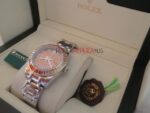 Rolex replica pearlmaster acciaio yellow orange orologio replica copia imitazione 4us266 - immagine 8